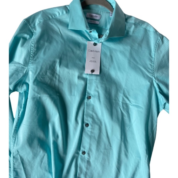 Mens Blue Calvin Klein Button Up Dress Shirt NWT - Picture 4 of 4